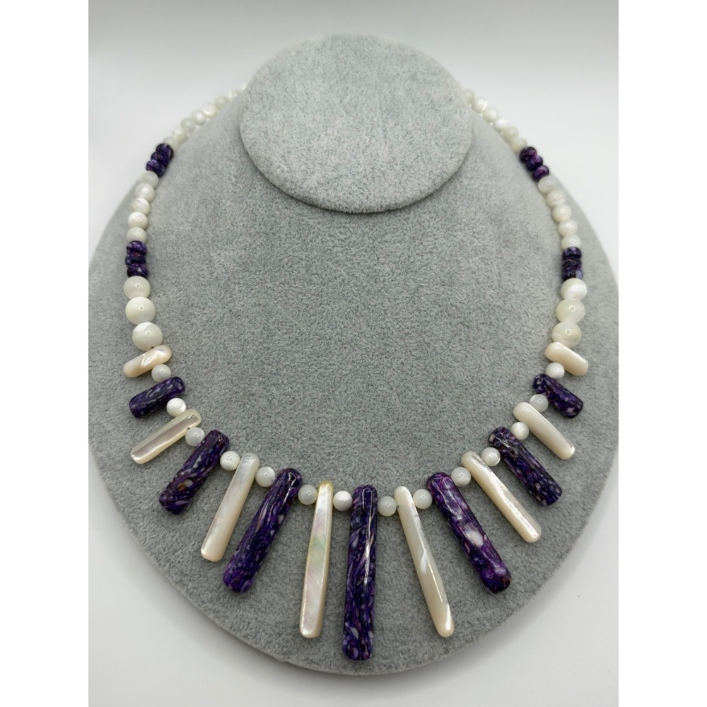 Jay King DTR Purple Spiny Oyster Shell Mother of Pearl Sterling Silver Necklace